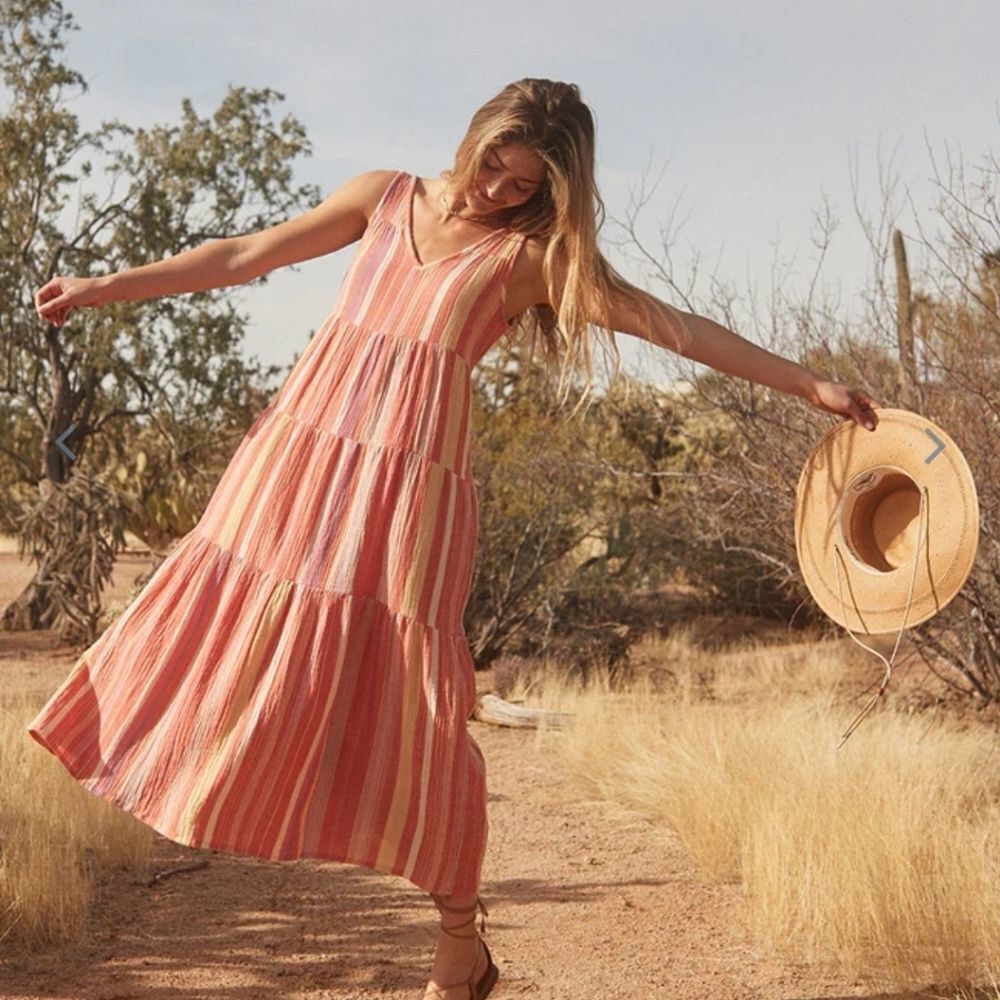 Marine layer Corinne Maxi Dress in Red Variegated Stripe - Picture 2 of 6